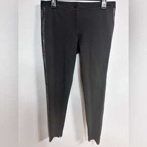 NWOT Burberry Black Skinny Pants w Black Leather Side-Sz 12 (runs small - 8/10)
